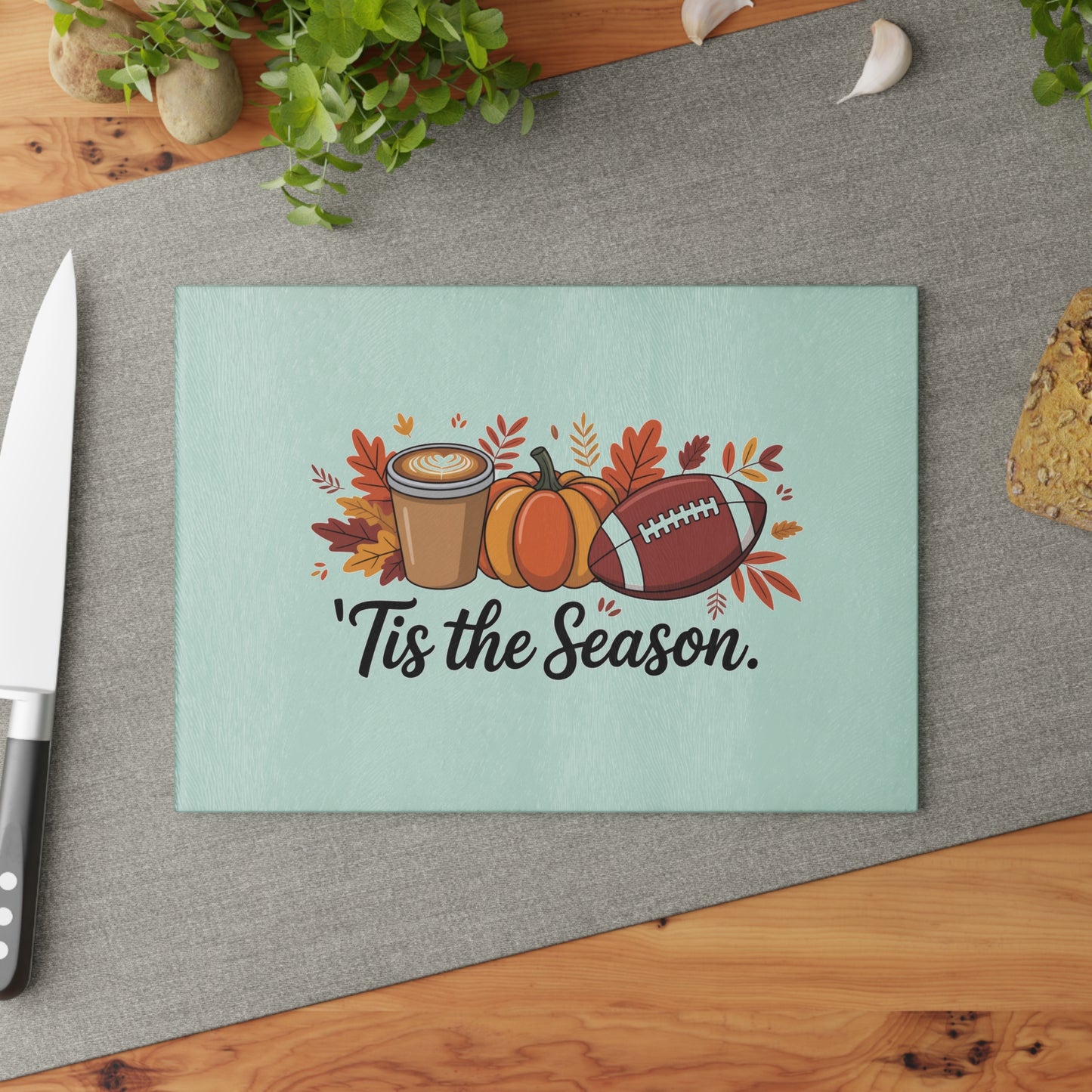 Autumn Glass Cutting Board, Festive Kitchen Decor, Fall Harvest Gift, Thanksgiving Dinner Essential, Holiday Entertaining Item