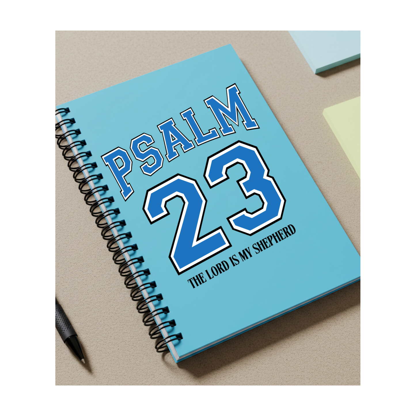 PSALM 23 - UV DTF JOURNAL WRAP BLUE, WHITE AND BLACK