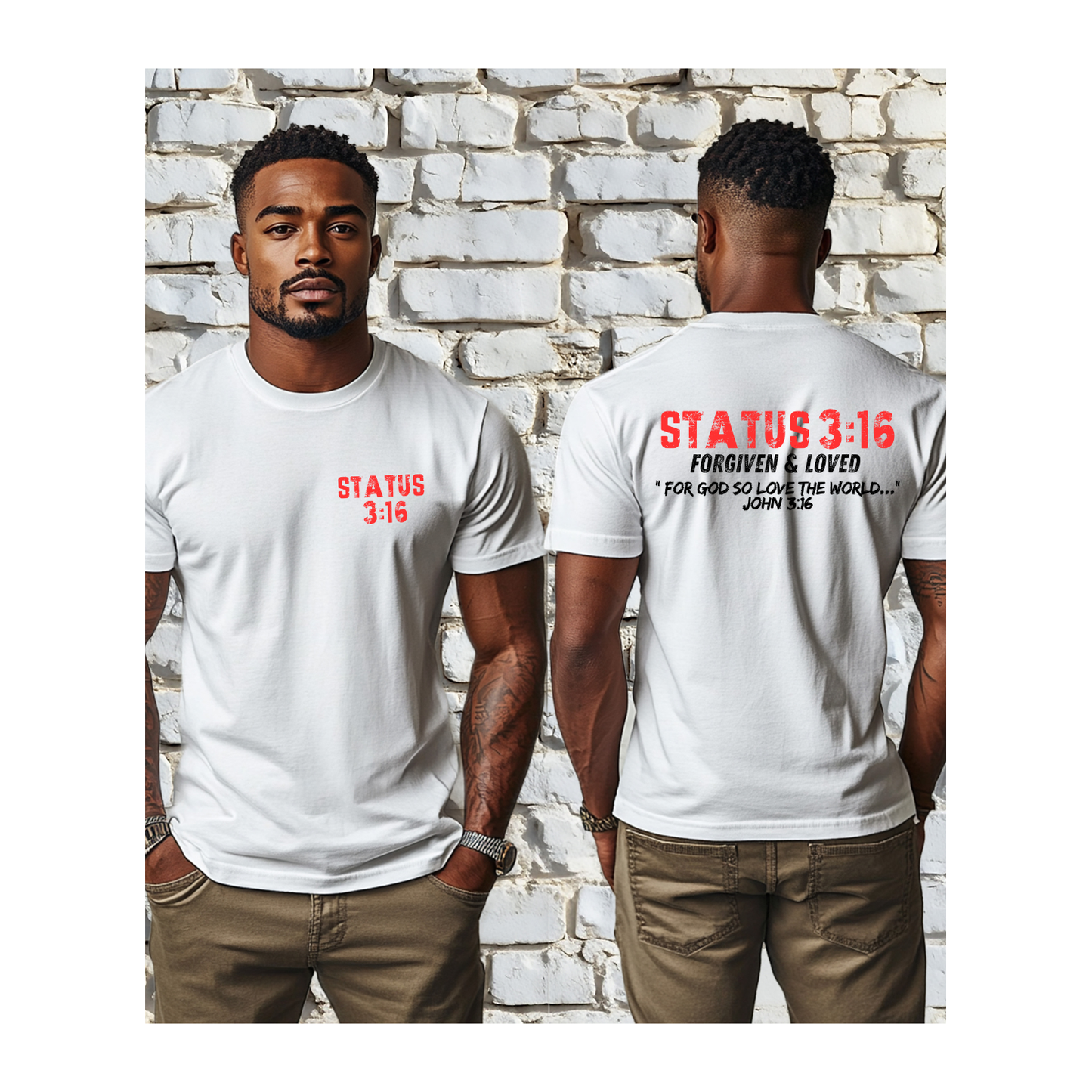STATUS JOHN 3:16 - DTF Transfer - Red & Black