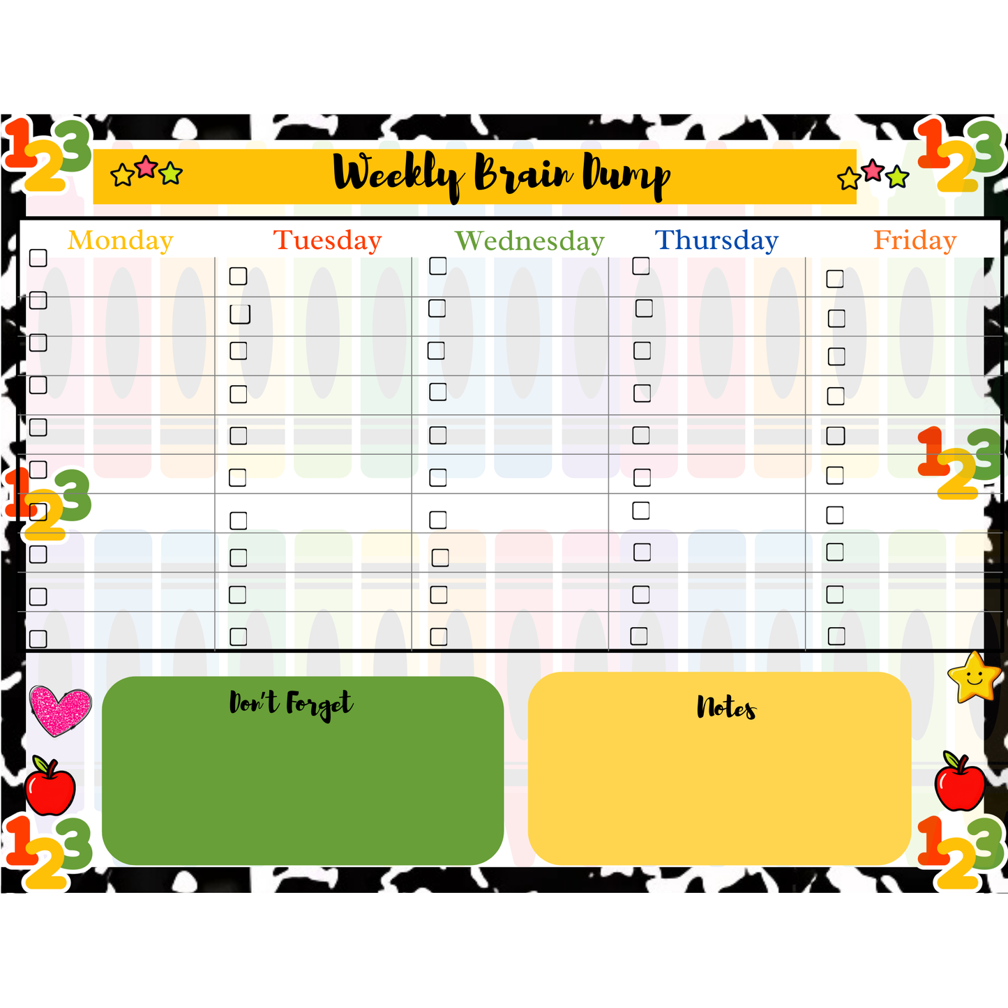 Weekly Teachers Brain Dump Notepad