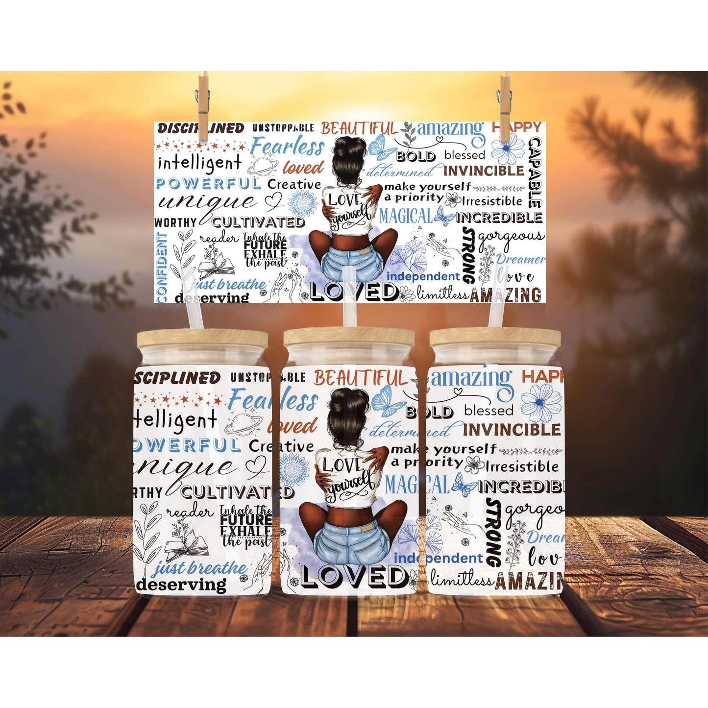 LOVE YOURSELF 16oz UV DTF CUP DECAL