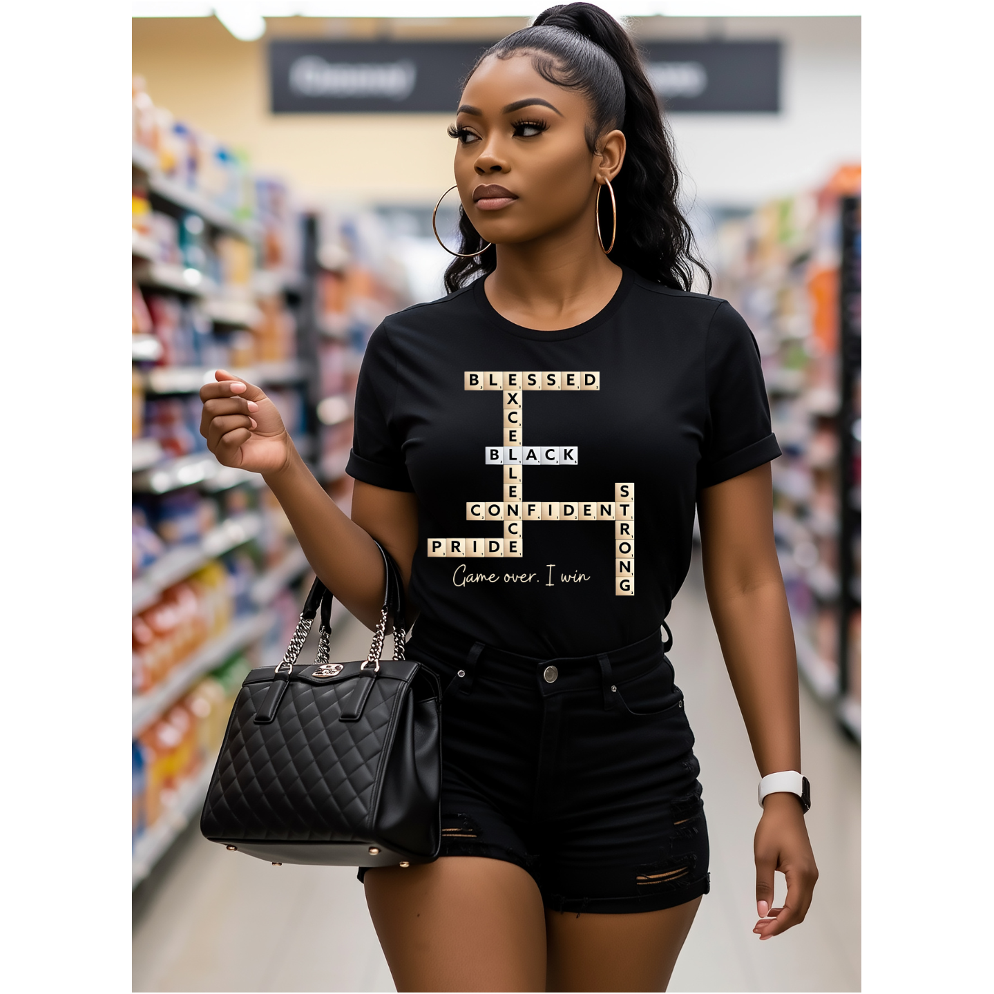 BLESSED, EXCELLENCE, BLACK, STRONG - Direct To Film (DTF) Transfer