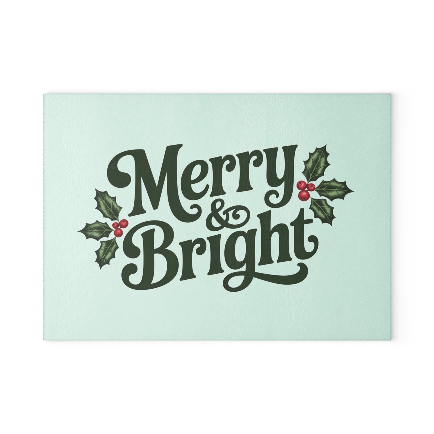 Merry & Bright Glass Cutting Board for Holiday Cooking, Festive Kitchen Gift, Christmas Decor, Unique Housewarming Gift, Food Prep