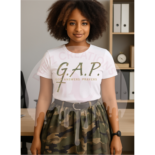 G.A.P. – God Answers Prayer DTF Transfer | Bold Faith Print on Demand
