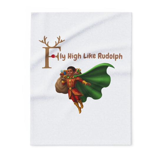 Festive Arctic Fleece Blanket - Fly High Like Rudolph, Cozy Holiday Gift, Christmas Decor, Kids Blanket, Warm Throw