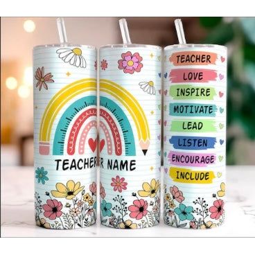 Personalized Teacher Tumbler Wrap – 20oz Skinny