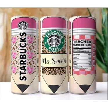 Personalized Teacher Tumbler Wrap – 20oz Skinny