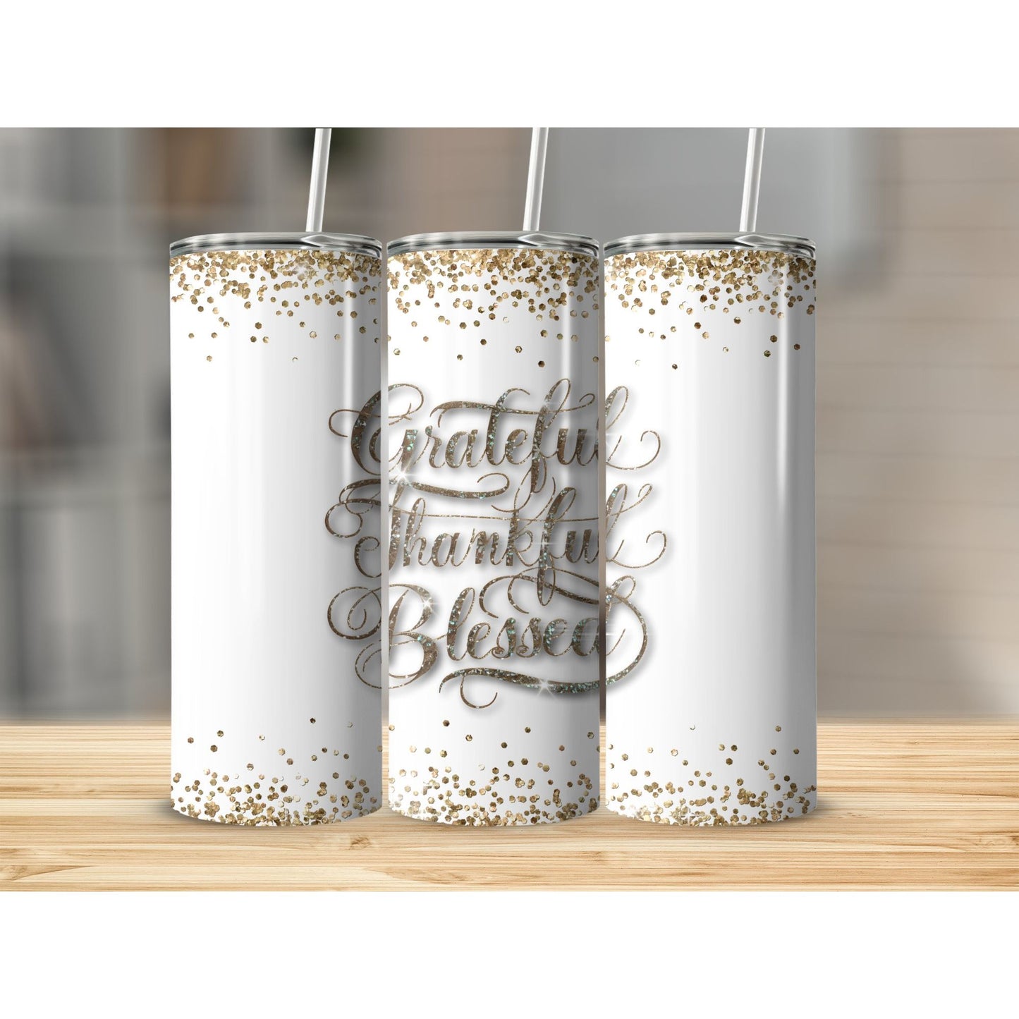 GRATEFUL, THANKFUL, BLESSED 20oz SkINNY TUMBLER SUBLIMATION WRAP